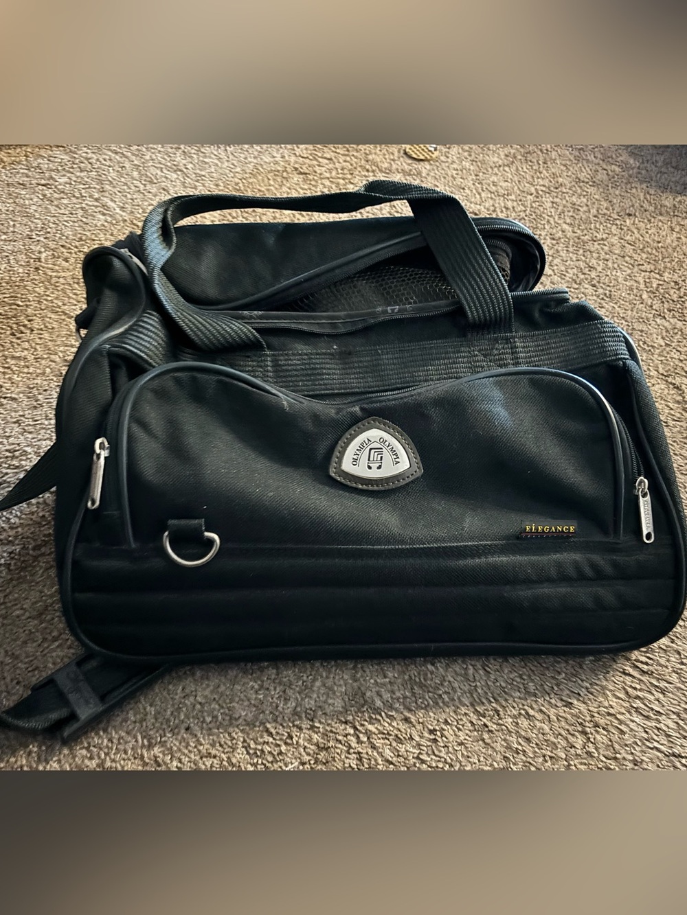 Olympia Activewear Black Men’s Duffel Bag with Silver Accents